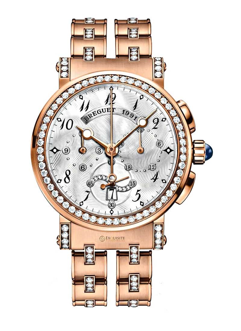 Breguet Marine Lady Chronograph in Rose Gold with Diamond Bezel and Lugs