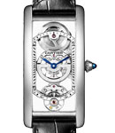 Tank Cintree in Platinum on Black Alligator Leather Strap with White Dial