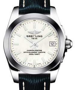 Galactic 36 SleekT in Steel on Sahara Black Calfskin Leather Strap with MOP Dial