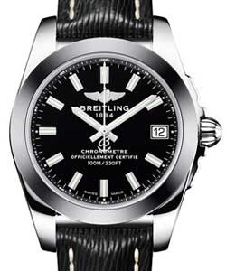 Galactic 36 SleekT in Steel on Black Sahara Calfskin Leather Strap with Black Dial