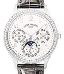 Perpetual Calendar Moonphase 7149  in White Gold on Grey Alligator Leather Strap with Silver Dial