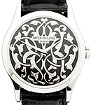 Calatrava 5088 Volutes and Arabesques in White Gold on Black Alligator Leather Strap with Black Dial