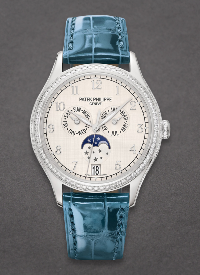 Patek Philippe Annual Calendar 4947 Moonphase in White Gold with Diamond Bezel