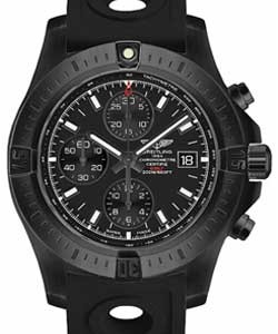 Colt Chronograph Automatic in Black Steel on Black Ocean Racer II Rubber Strap with Black Dial