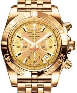 Chronomat 44 in Rose Gold on Rose Gold Bracelet with Golden Sun Dial