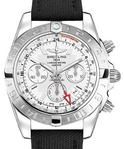 Chronomat 44 GMT in Steel On Black Canvas Strap with Silver Dial