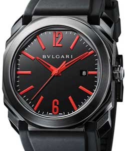 Octo Automatic in DLC Coated Steel on Black Rubber Strap with Black Dial