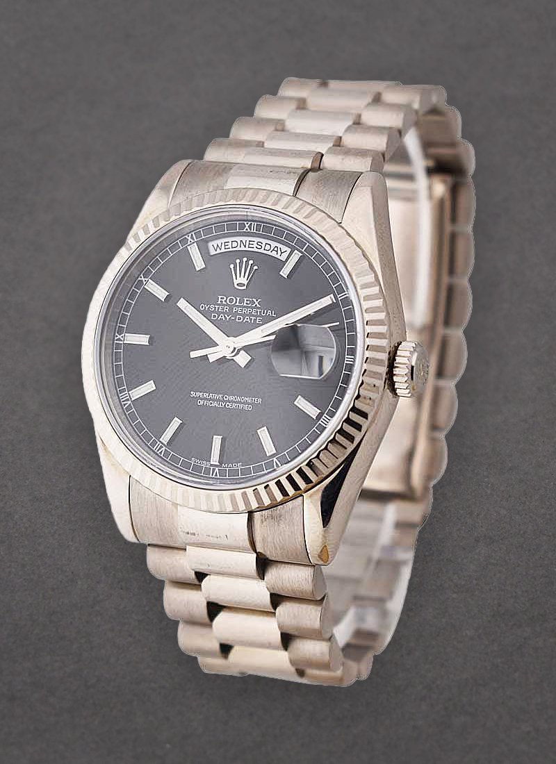 Pre-Owned Rolex President 36mm in White Gold with Fluted Bezel