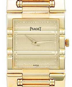 Square Dancer Mini Size in Yellow Gold  on Yellow Gold Bracelet with Champagne Dial