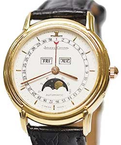 Odysseus Triple Calendar Moonphase  in Yellow Gold on Black Crocodile Leather Strap with White Dial