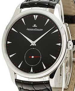 Master Grande Ultra Thin in Steel on Black Crocodile Leather Strap with Black Dial