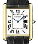 Tank Louis 20mm Small Cartier in Yellow Gold on Black Crocodile Leather Strap with White Dial