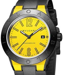Diagono Magnesium in Ceramic on Black Rubber Strap with Yellow Dial