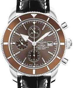 Superocean Heritage II Chronograph in Steel with Bronze Ceramic Bezel on Black Crocodile Leather Strap with Bronze Dial