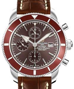 Superocean Heritage II Chronograph in Steel with Bronze Ceramic Bezel on Brown Crocodile Leather Strap with Bronze Dial
