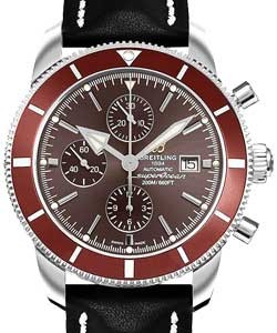 Superocean Heritage II Chronograph in Steel with Bronze Ceramic Bezel on Black Calfskin Leather Strap with Bronze Dial
