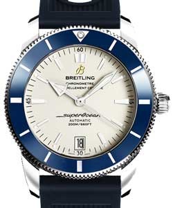Superocean Heritage II in Steel with Blue Ceramic Bezel on Blue Ocean Racer Rubber Strap with Silver Dial