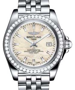 Galactic 32 Sleek Edition in Steel with Diamond Bezel on Steel Pilot Bracelet with MOP Dial