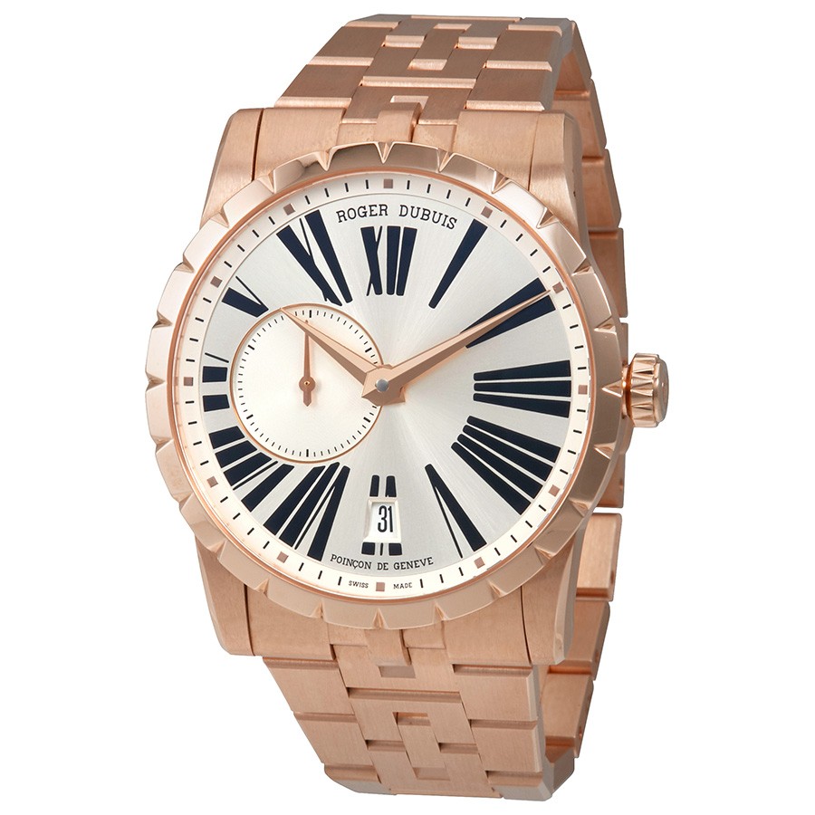 Excalibur 42 Micro-Rotor in Rose Gold on Rose Gold Bracelet with Silver Dial
