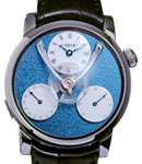 Legacy Machine Split Excapement in White Gold - L.E. 18 Piece on Black Crocodile Leather Strap with Blue Frosted Dial