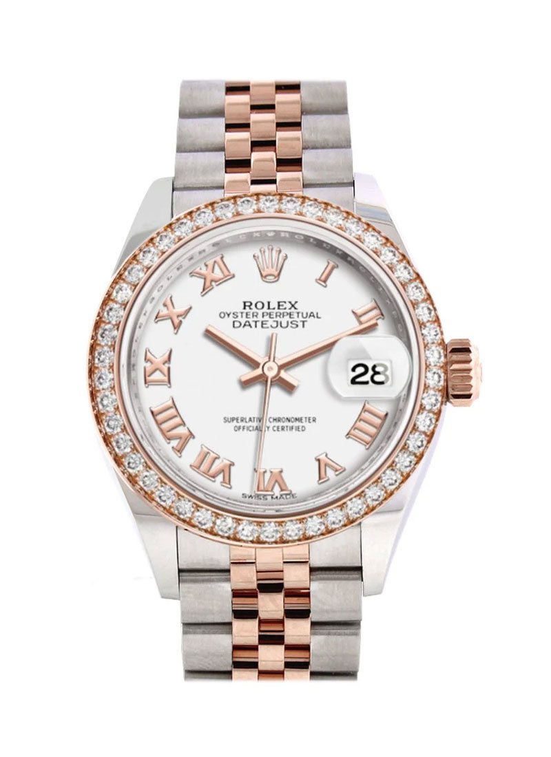 Rolex Unworn Datejust 28mm Automatic Steel and Rose Gold with Diamond Bezel