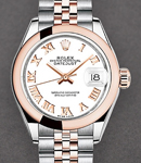 Datejust 28mm Automatic in Steel with Rose Gold Bezel on Steel and Yellow Gold Jubilee Bracelet with White Roman Dial