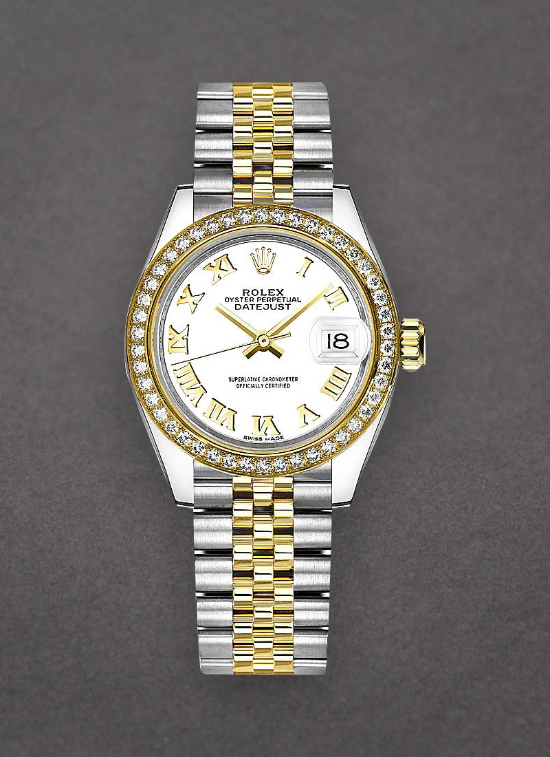 Rolex Unworn Datejust 28mm Automatic in Steel with Yellow Gold Diamond Bezel