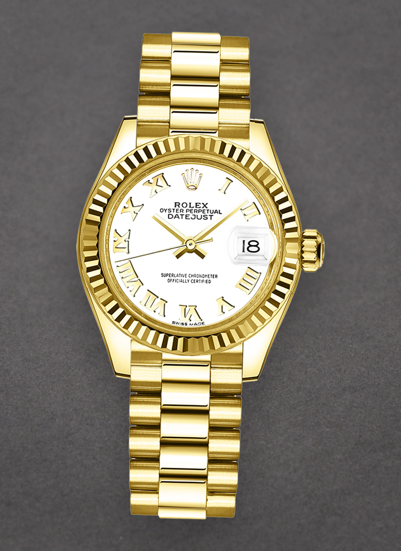 Rolex Unworn Datejust 28mm Automatic in Yellow Gold with Fluted Bezel