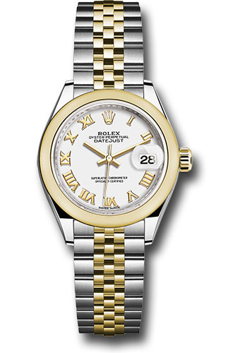Datejust 28mm Automatic in Steel with Yellow Gold Bezel on Steel and Yellow Gold Jubilee Bracelet with White Roman Dial