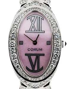 Oval in White Gold with Diamond Bezel on White Gold Diamond Bracelet with Pink MOP Dial