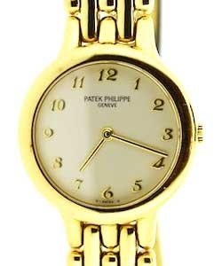 Calatrava 4812j Quartz in Yellow Gold On Yellow Gold and Black Crocodile Leather Strap with White Dial