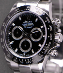 Daytona 40mm in Steel with Ceramic Bezel on Oyster Bracelet with Black Dial