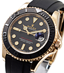 Yacht Master 40mm in Rose Gold with Ceramic Bezel  on Strap with Black Dial