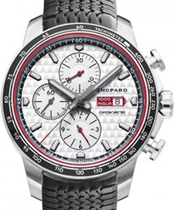 Mille Miglia GTS Chronograph in Steel On Black Rubber Strap with White Dial
