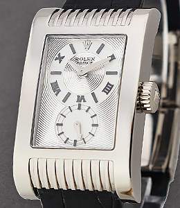 Cellini Prince in White Gold on Black Leather Strap on Silver Dial
