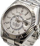 Sky Dweller in Stainless Steel with Fluted Bezel on Oyster Bracelet with White Stick Dial