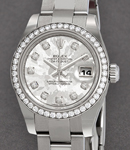 Datejust 26mm in Steel with Diamond Bezel on Steel Oyster Bracelet with Grey Gold Crystal Dial
