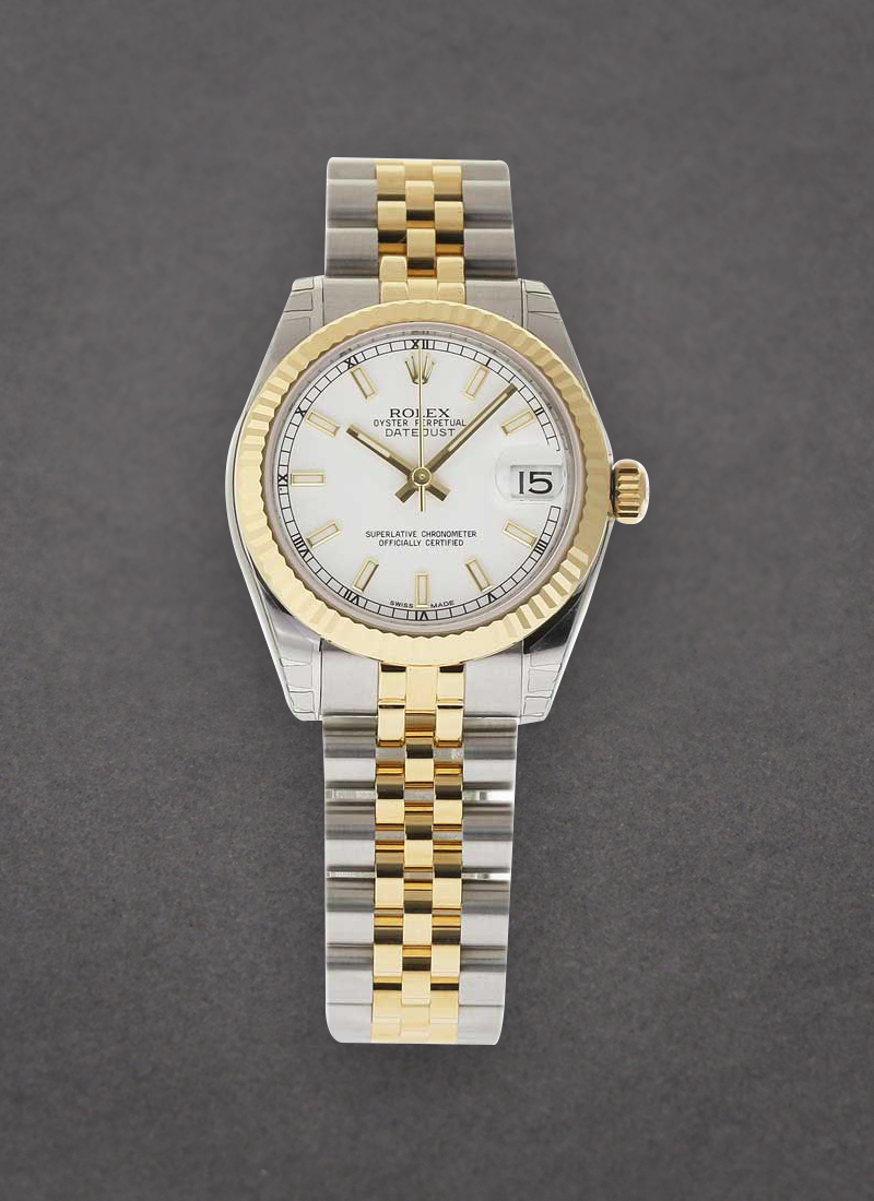 Rolex Unworn Datejust Midsize 31mm in Steel with Yellow Gold Fluted Bezel