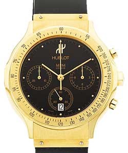 MDM Classic Chronograph Quartz in Yellow Gold on Black Rubber Strap with Black Dial