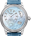 Original Panomatic Luna in Steel with Diamond Bezel on Blue Alligator Leather Strap with Blue Mother of Pearl Diamond Dial
