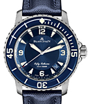 Fifty Fathoms 300m Automatic in Titanium on Blue Fabric Strap with Blue Dial