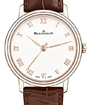 Villeret Ultra Slim in Rose Gold on Brown Crocodile Leather Strap with Silver Roman Dial