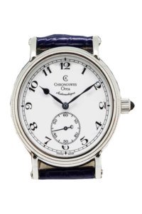 Orea 36.5mm Mechanical in Steel on Blue Crocodile Leather Strap with White Enamel Dial