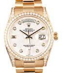 Day Date 36mm in Yellow Gold with Diamond Bezel on President Bracelet with Meteorite Diamond Dial
