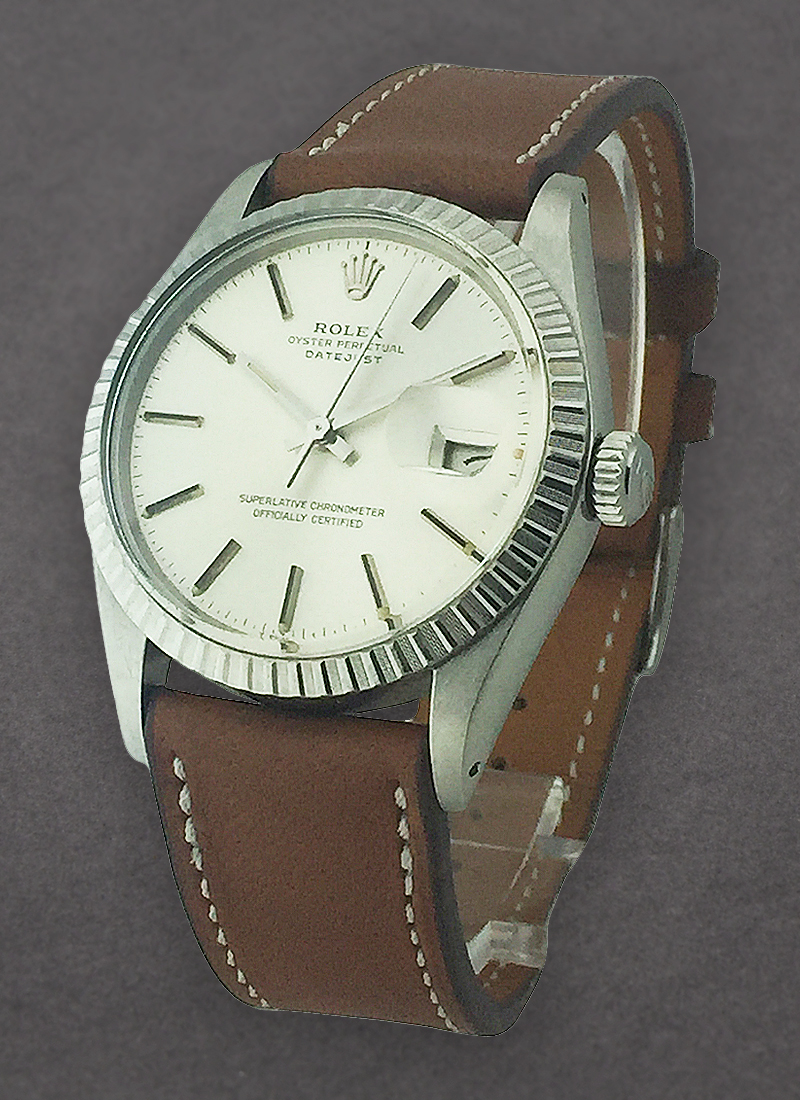 Pre-Owned Rolex Vintage Datejust Reference 16030 Quickset Plastic Crystal Holes Case in Steel