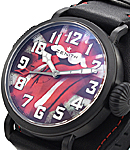 Pilot Type 20 GMT Rolling Stone in Black PVD Titanium On Black Calfskin Leather Strap with Red Dial