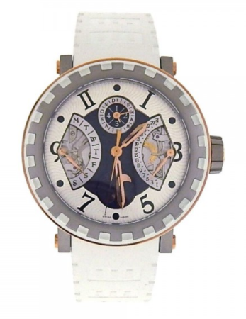 Academia Perpetual Calendar Automatic in Rose Gold on White Rubber Strap with Silver Dial