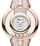 Happy Diamonds Icons Quartz in Rose Gold with Sparkling Diamond on Red Satin Strap with MOP Guilloche Diamond Dial