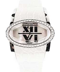 Classic in White Gold with Diamond Bezel on White Crocodile Leather Strap with MOP Dial