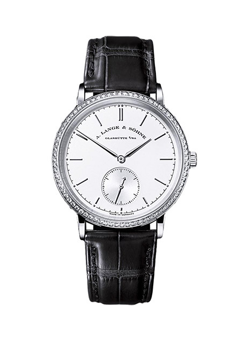 A. Lange & Sohne Saxonia in White Gold with Diamond Bezel